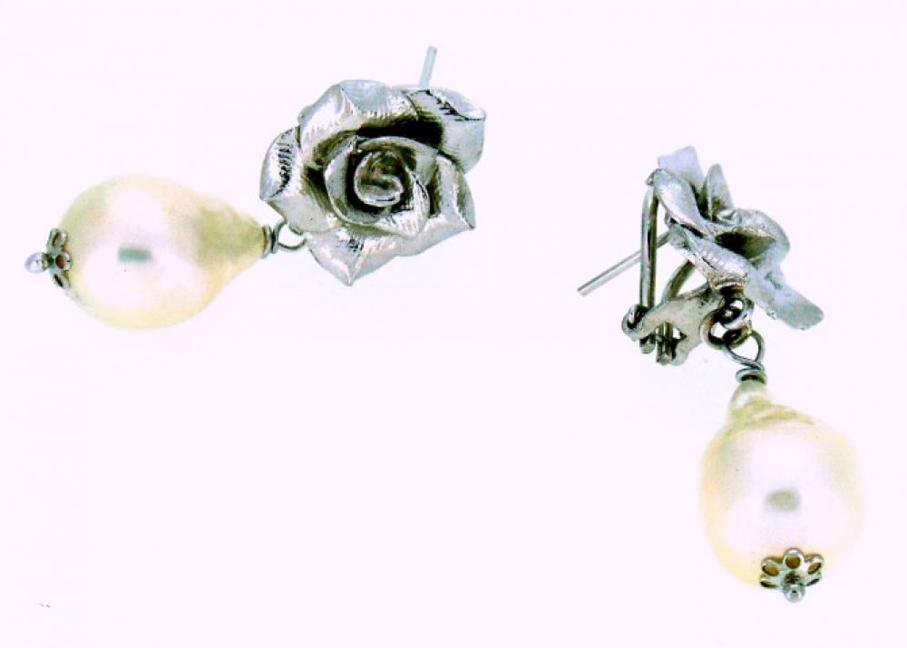 Orecchini rosa in argento e perle barocche art. 3059